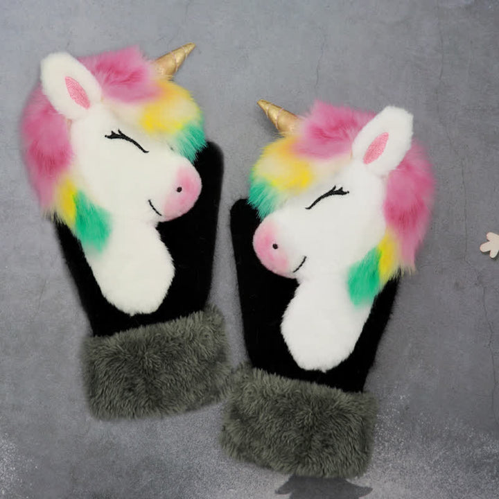 Guantes de mujer con pelo de animalito bonito.