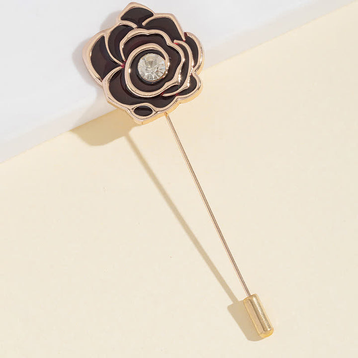 Broche de flor de rosa negra para mujer
