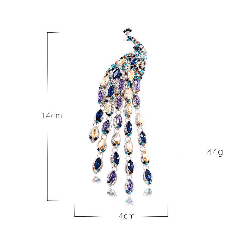 Broche de pavo real con flecos Grazioso para mujer