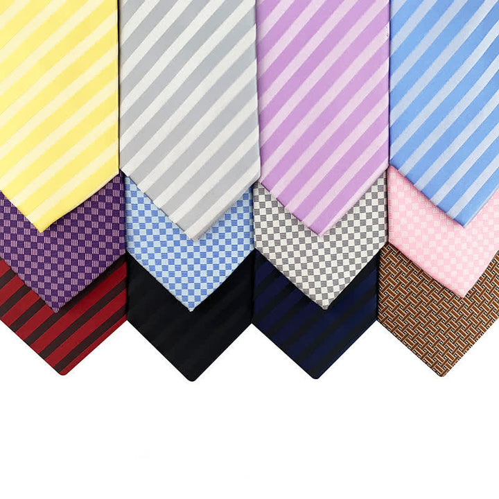 Corbata de rayas de cuadros de alta densidad variada para hombre 