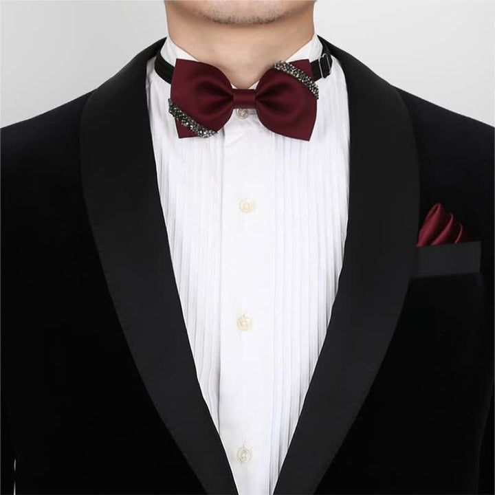 Pajarita de boda elegante con diamantes de imitación para hombre