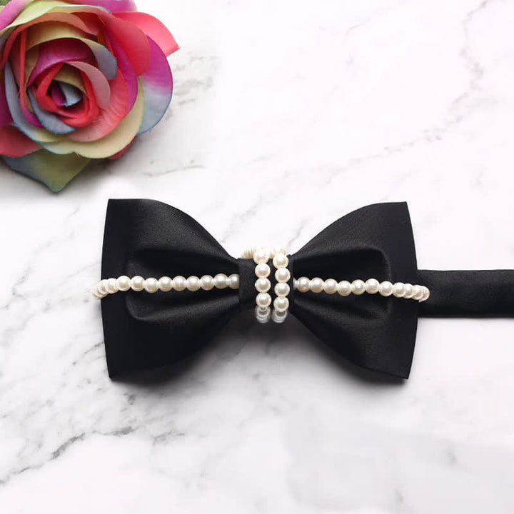 Pajarita con cadena y decoración de perlas para hombre