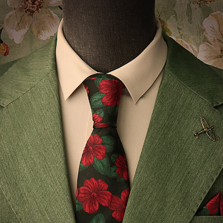 Corbata para hombre con flores de azalea flameantes 