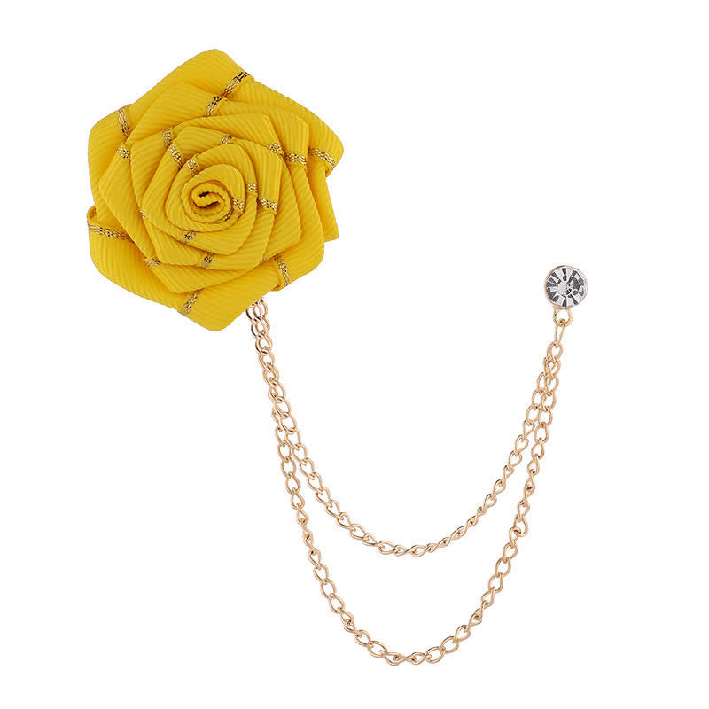 Broche con cadena de rosas y flores para hombre