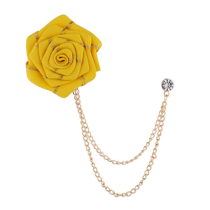 Broche con cadena de rosas y flores para hombre