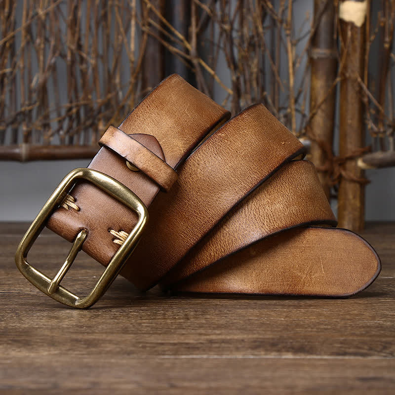 Cinturón elegante de cuero agrietado y desgastado para hombre