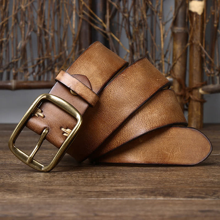 Cinturón elegante de cuero agrietado y desgastado para hombre