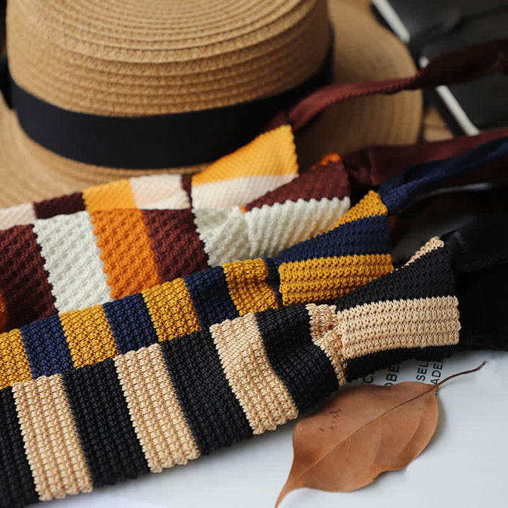 Corbata de punto con rayas horizontales de otoño para hombre