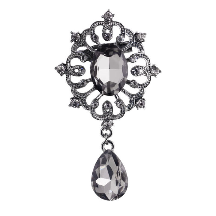 Broche antiguo adornado con forma de gota de agua para mujer