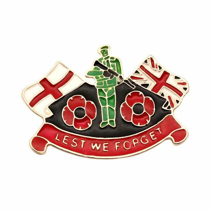 Broche unisex de amapola soldado Lest We Forget