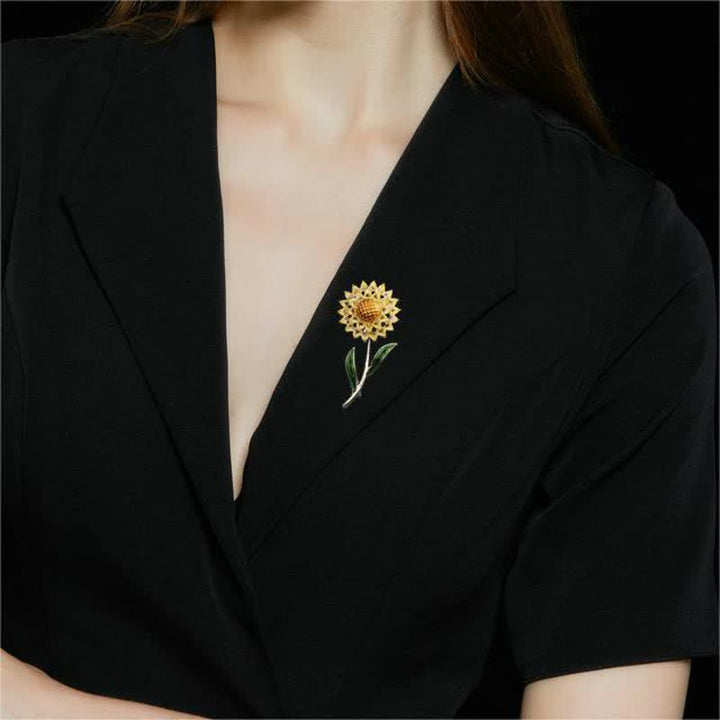 Broche de girasol dorado para mujer