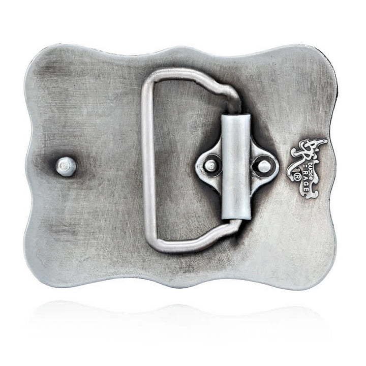 Cinturón de cuero con hebilla de rodeo de toro Longhorn plateado para hombre, hecho a mano