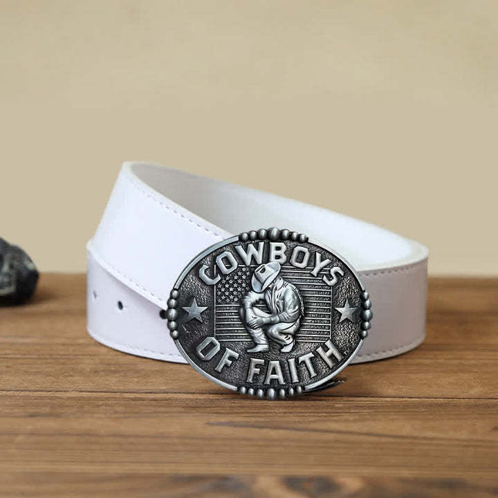 Cinturón de cuero con hebilla Cowboys Of Faith para hombre, hecho a mano