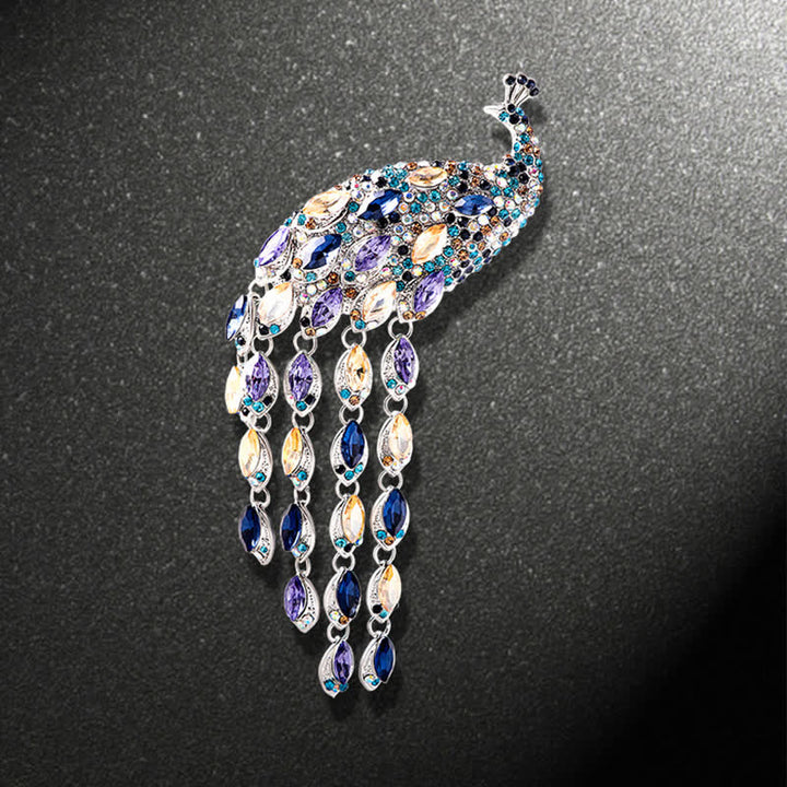 Broche de pavo real con flecos Grazioso para mujer