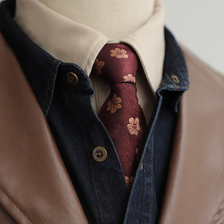 Corbata con cremallera bordada con motivo de jardín para hombre