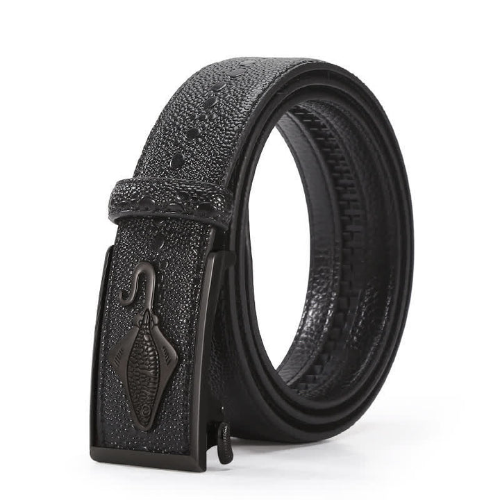 Cinturón de piel con trinquete y estampado de cocodrilo perlado para hombre