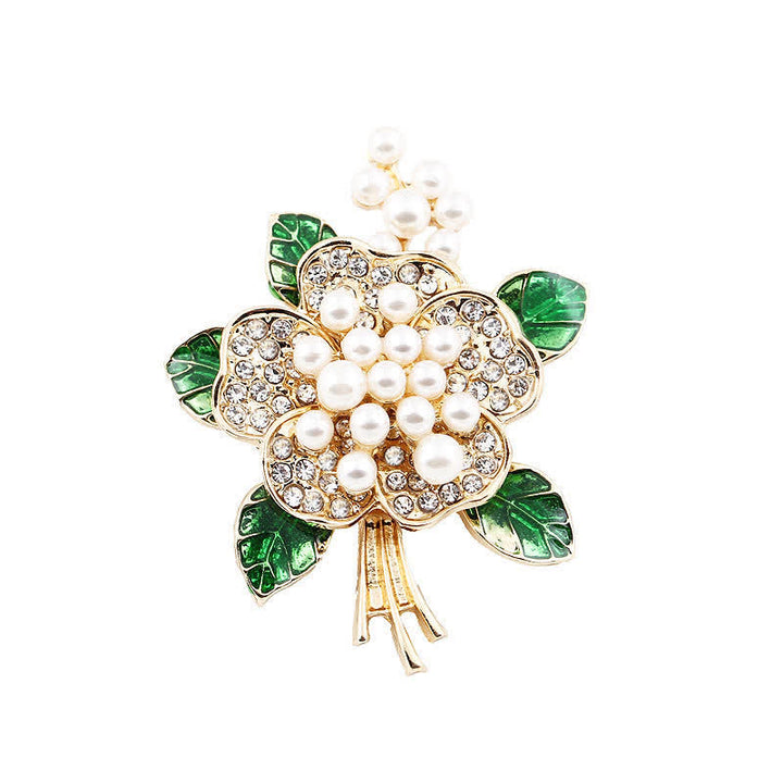 Broche floral con estambres de perlas para mujer