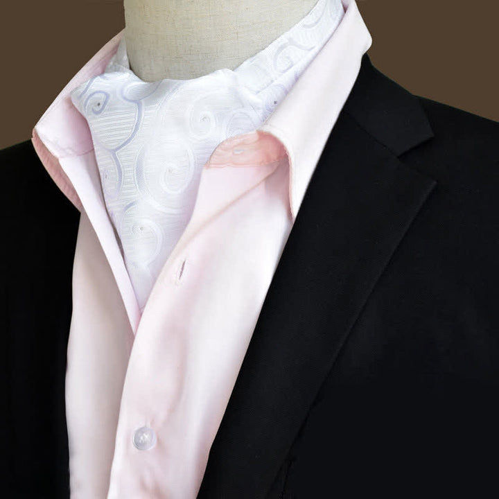 Corbata blanca con estampado floral y cachemir para caballeros para baile de graduación