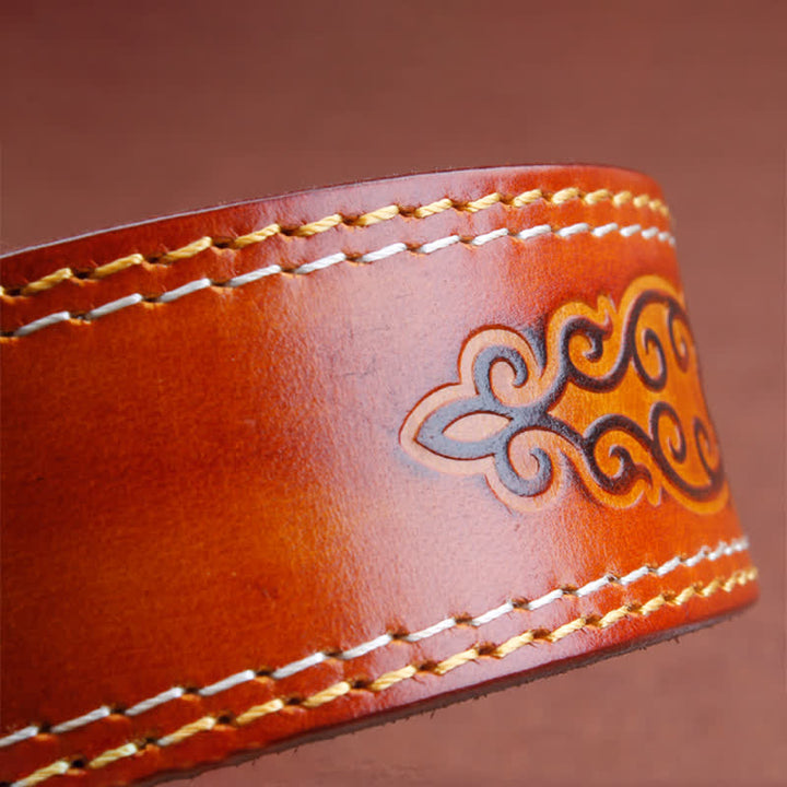 Cinturón de cuero de caballo plateado estilo vaquero étnico para hombre