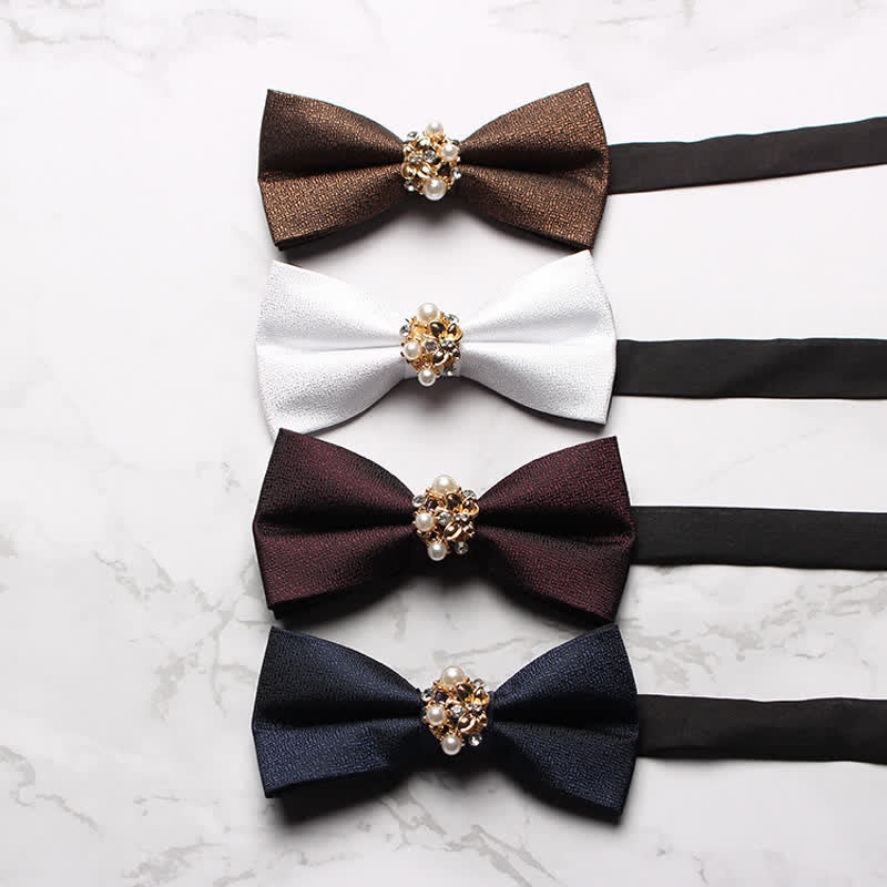 Pajarita de esmoquin formal con perlas para hombre