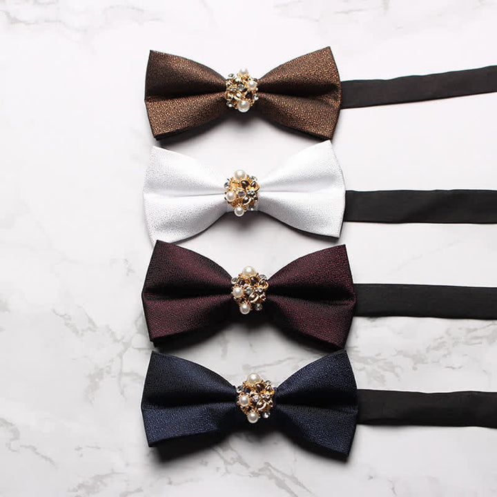 Pajarita de esmoquin formal con perlas para hombre