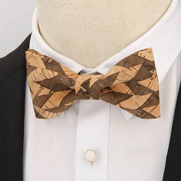 Pajarita de madera con corcho para hombre, creativa y sencilla