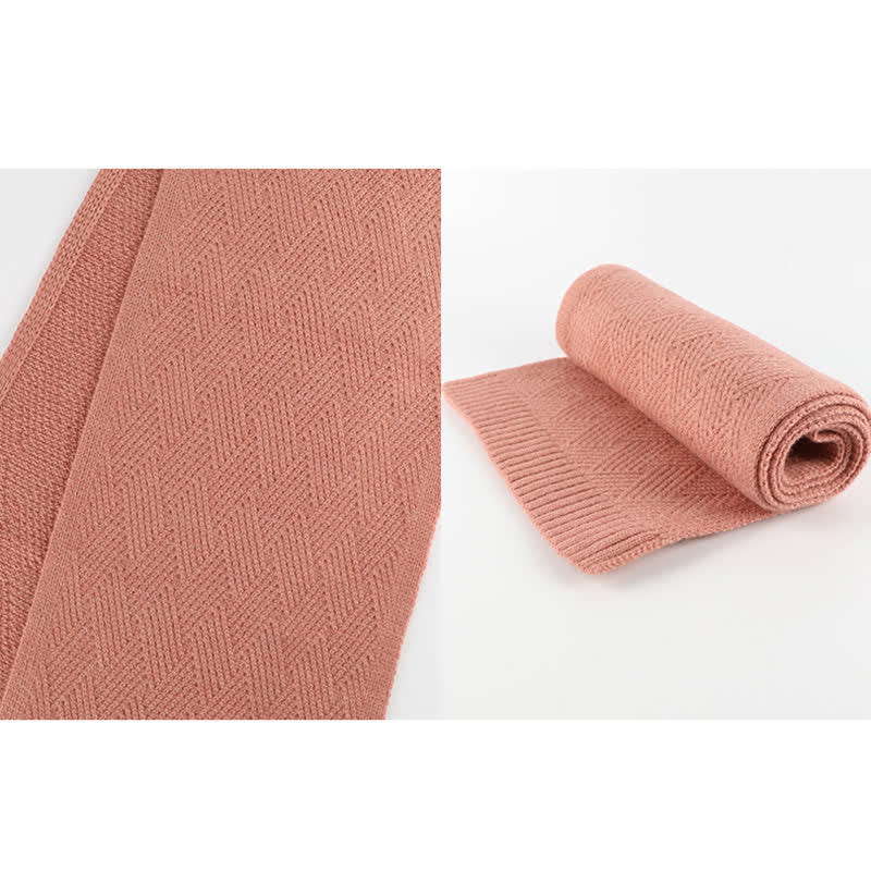 Conjunto de 3 guantes con pantalla táctil y bufanda con pompón tejido para mujer