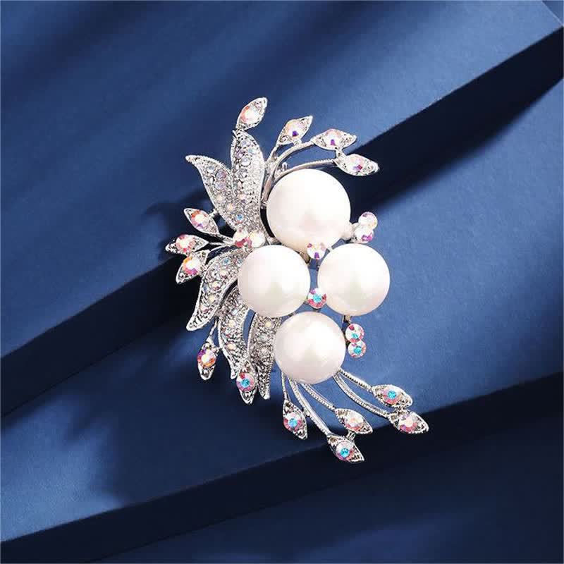 Broche de perlas con flores de fénix para mujer