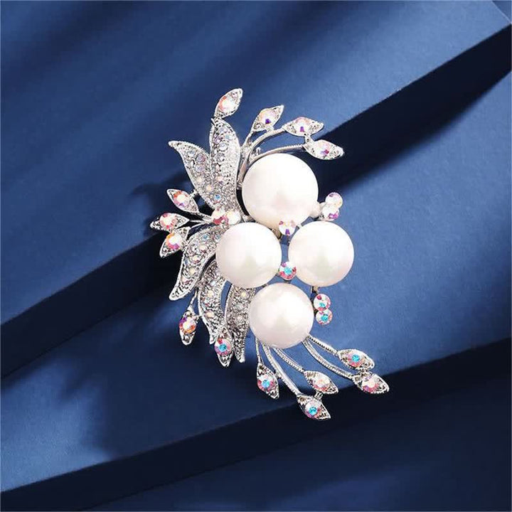 Broche de perlas con flores de fénix para mujer