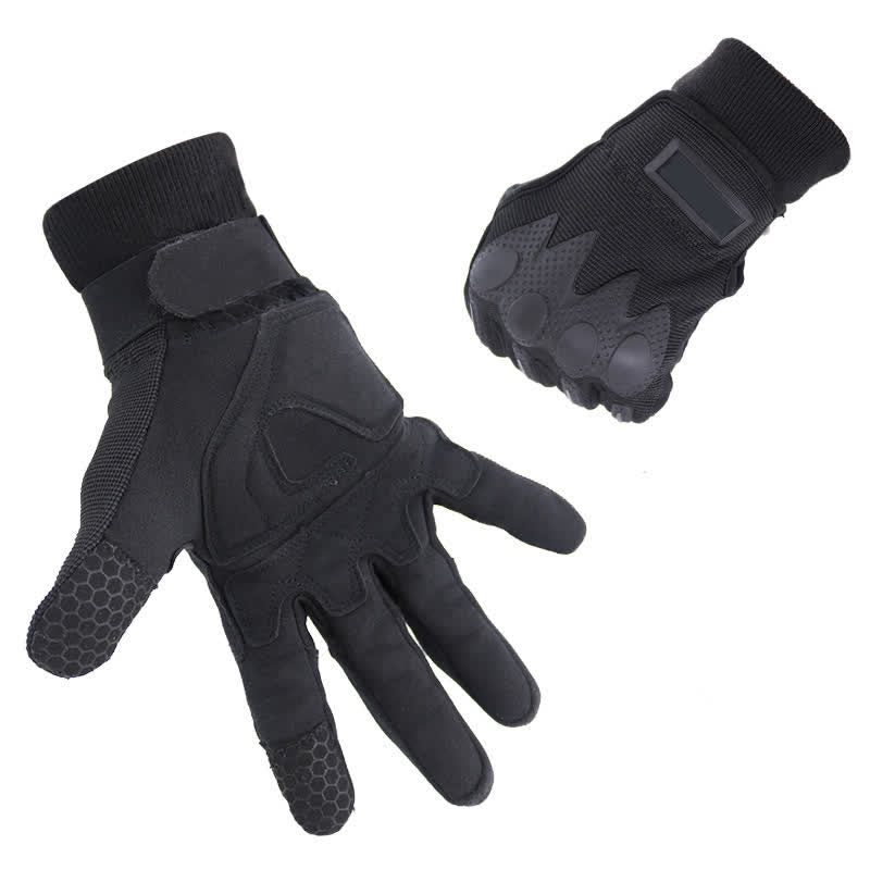 Guantes tácticos negros de dedos completos para actividades al aire libre y montañismo