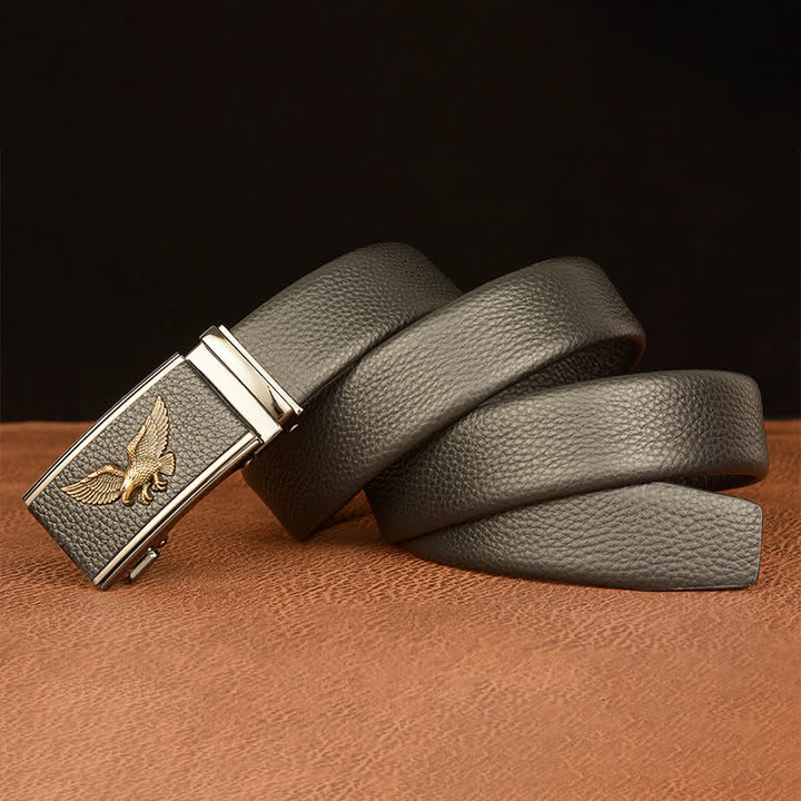 Cinturón de cuero con hebilla automática para hombre, estilo ejecutivo, con águila y halcón