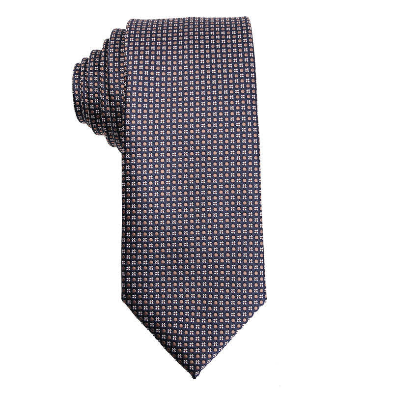 Corbata de cuadros micro de la serie Coffee Brown para hombre 