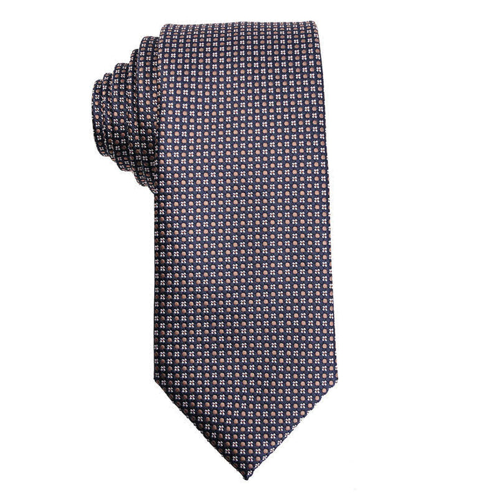 Corbata de cuadros micro de la serie Coffee Brown para hombre 