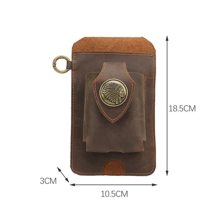 Funda para teléfono con botón magnético y correa de cuero Crazy Horse