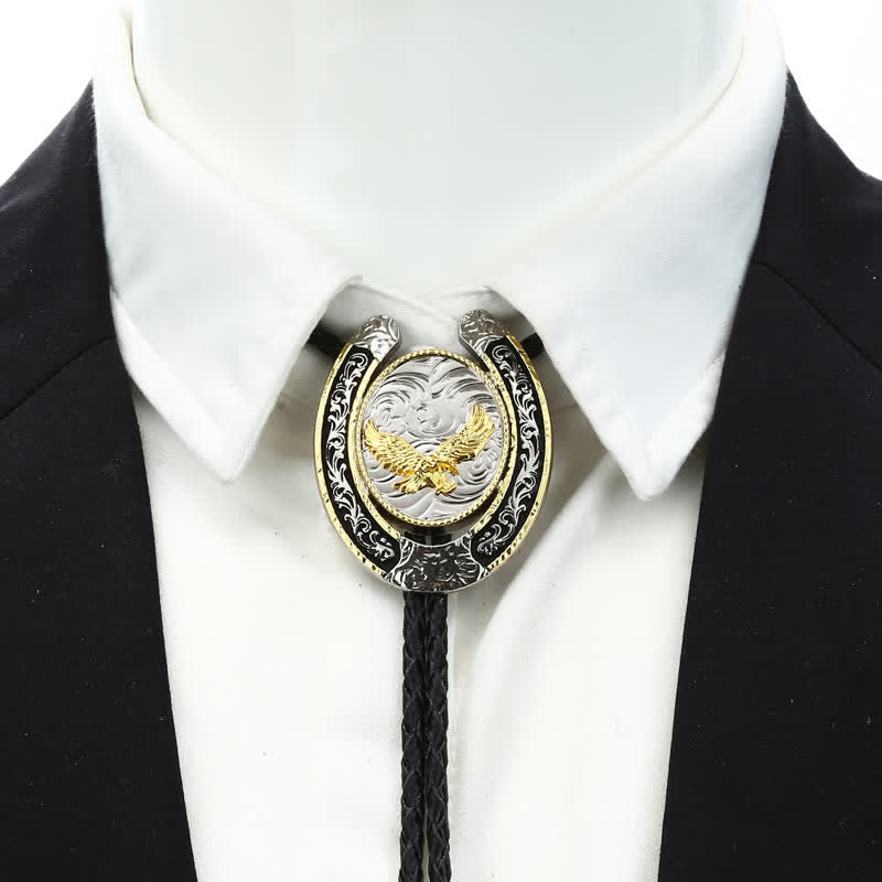 Corbata bolo en forma de herradura de estilo animal occidental de dos tonos