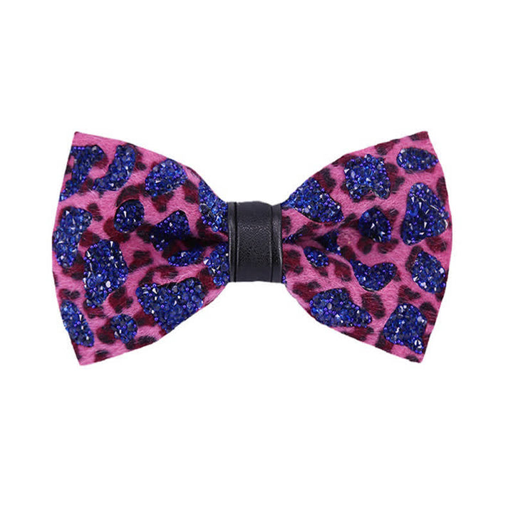 Pajarita de hombre con cristales, azul, amarillo y leopardo