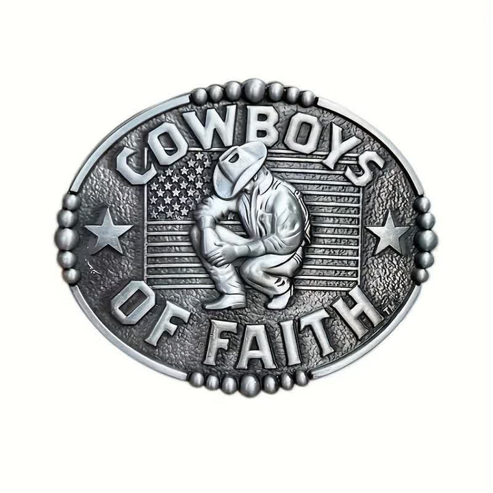 Cinturón de cuero con hebilla Cowboys Of Faith para hombre, hecho a mano
