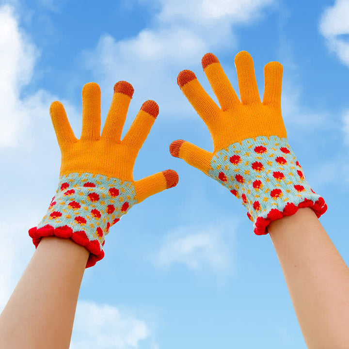 Guantes tejidos con dedos completos para jardinería y pantallas táctiles para mujer