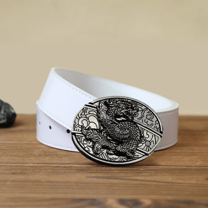 Cinturón de cuero con cuchillo plegable oculto de dragón volador para hombre