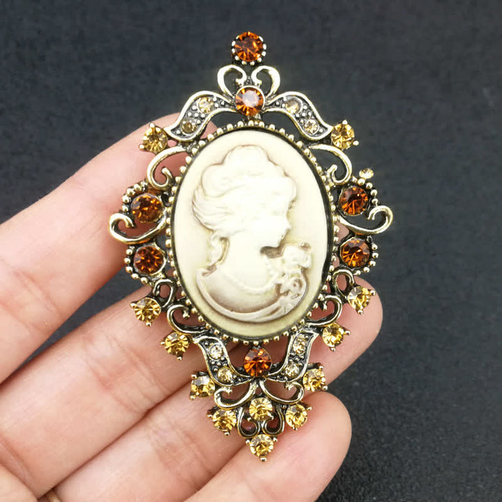 Broche de camafeo de reina de belleza de palacio para mujeres