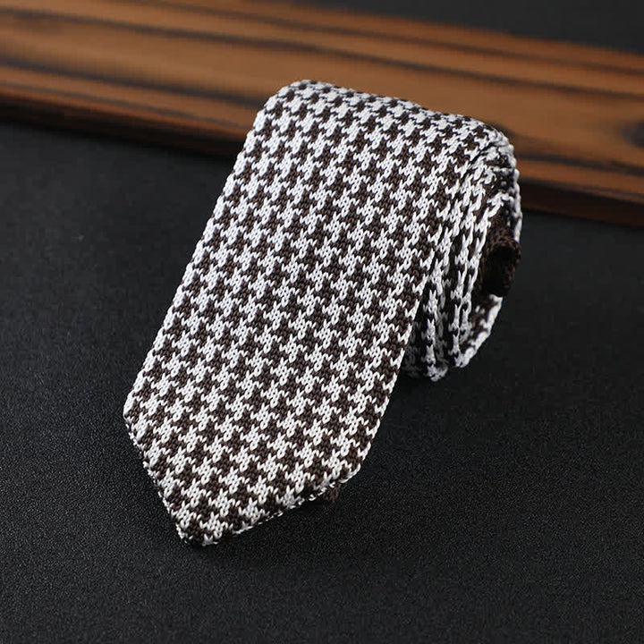 Corbata de punto con cuadros escoceses y pata de gallo para hombre