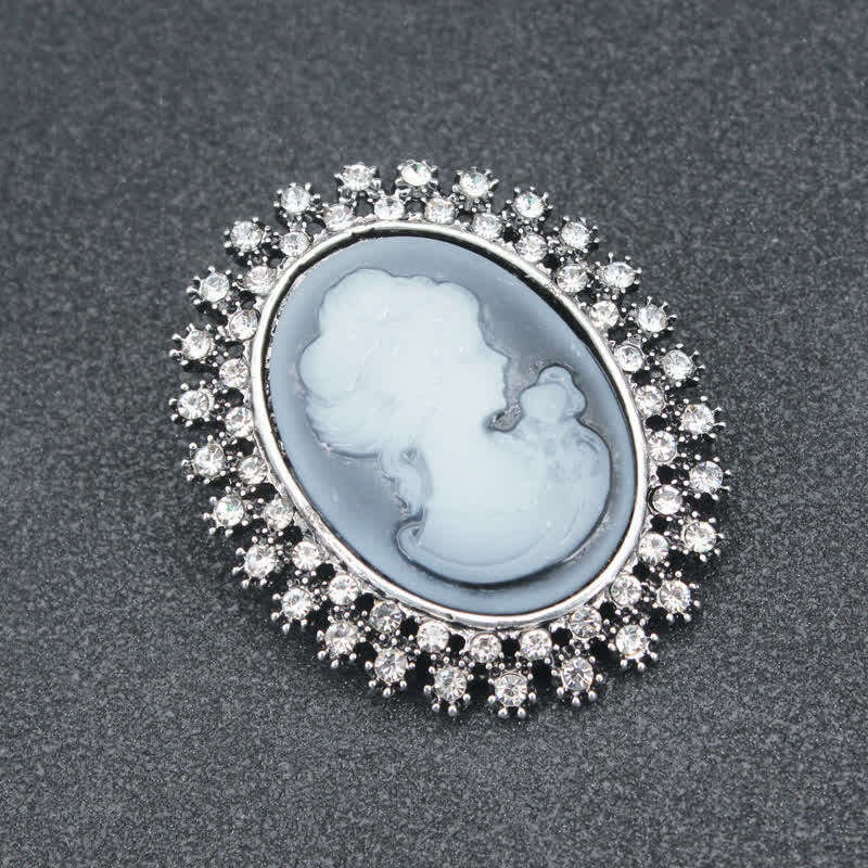 Broche victoriano de belleza con camafeo ovalado para mujer