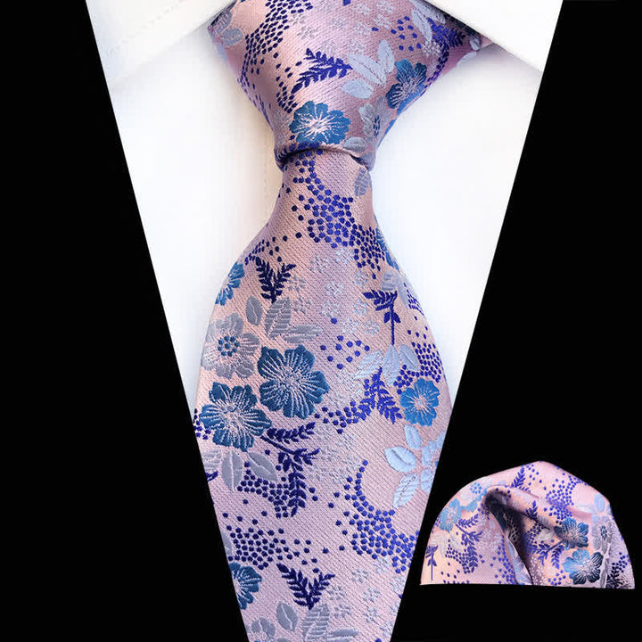 Conjunto de 2 corbatas florales con flores de ciruelo para hombre