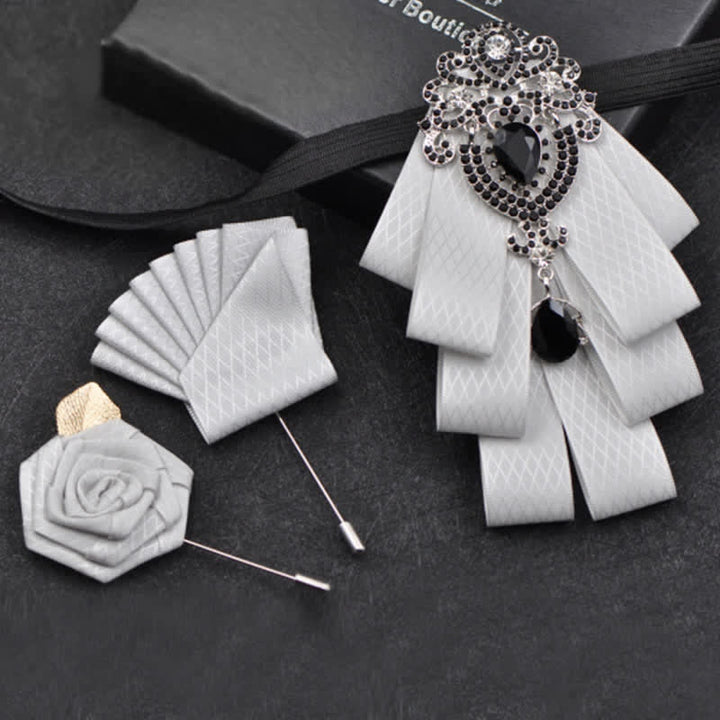 Conjunto de 3 pajaritas con diamantes de imitación negros a cuadros