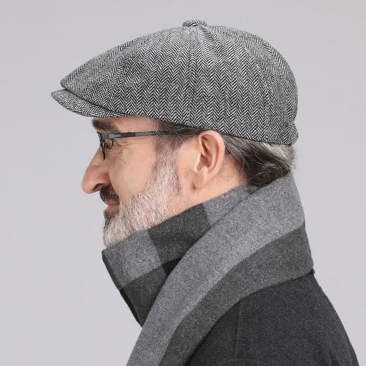 Boina octogonal con diseño de espiga versátil para hombre
