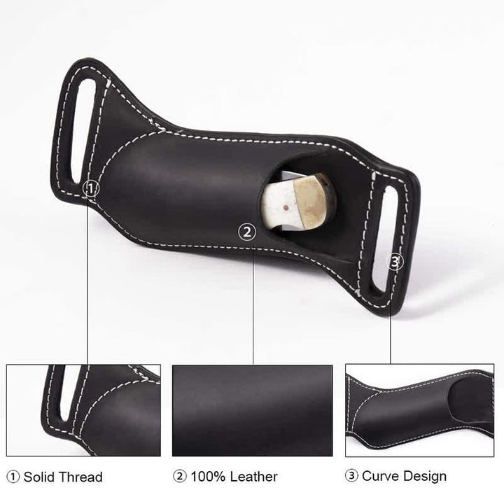 Funda de cuero para cinturón con funda para cuchillos plegable Curve