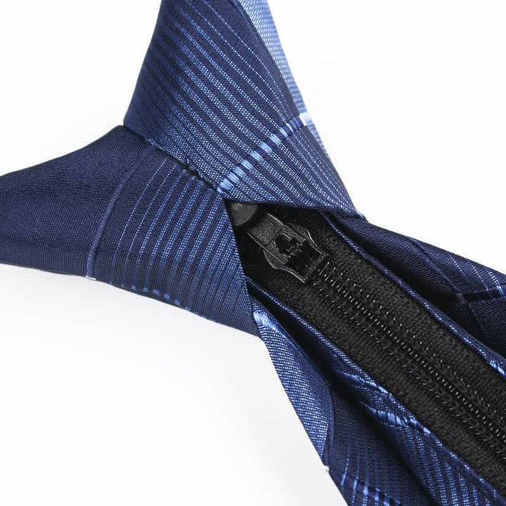 Corbata de cuadros con cremallera en azul marino degradado para hombre