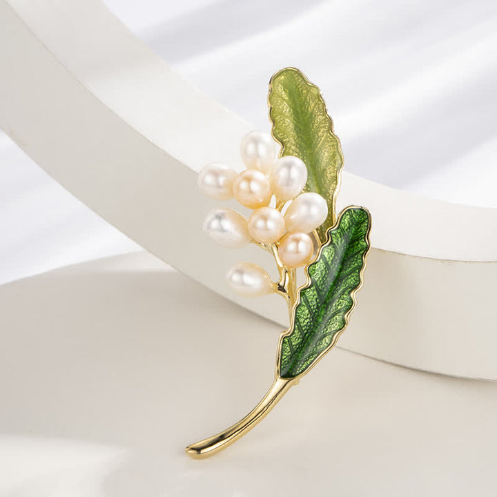Broche de jazmín con perlas de agua dulce para mujer