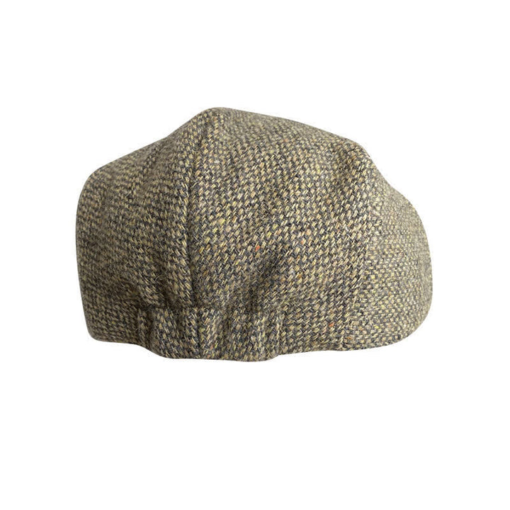 Boina plana de tweed con cuadros en espiga