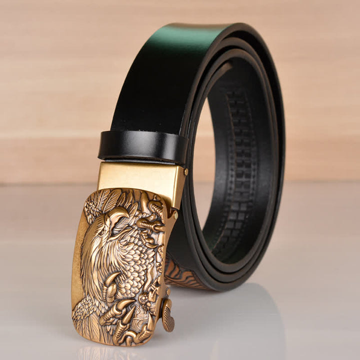 Cinturón de cuero con hebilla automática Mighty Eagle Sharp Claw para hombre